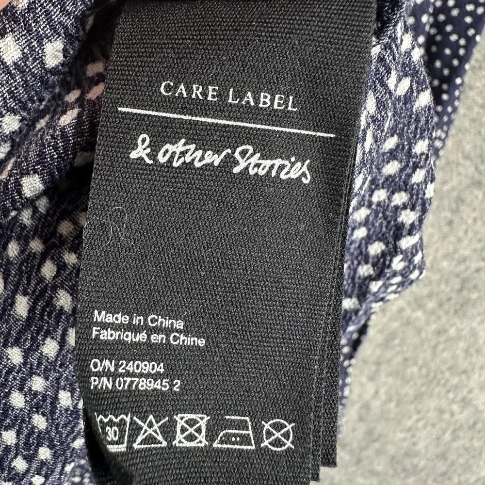 Paris Atelier & Other Stories Shirt Dress‎ Womens Medium Blue Polka Dot Viscose